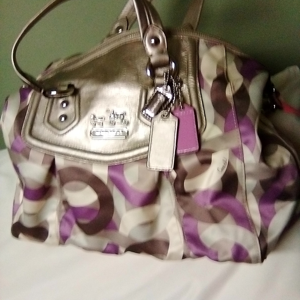 Purple and gold Coach purse